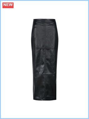 High Waist A-Line Faux Leather Long Skirt Business Casual
